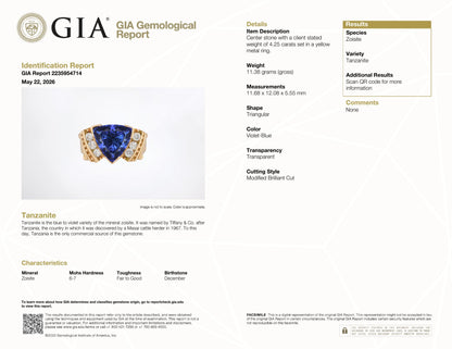 GIA Certified 4.25ct Natural Tanzanite Diamonds Ring 14kt Gold 95576