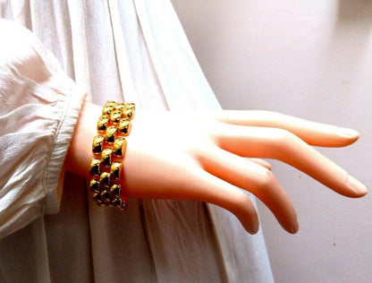 14kt Gold Panther Form Wide Link Gold Bracelet 37.8gm 12338 *v
