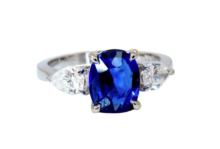 GIA Certified 2.94ct Natural No Heat Blue Sapphire Diamonds Ring 14kt #12347**