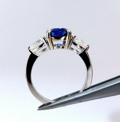 GIA Certified 2.94ct Natural No Heat Blue Sapphire Diamonds Ring 14kt #12347**