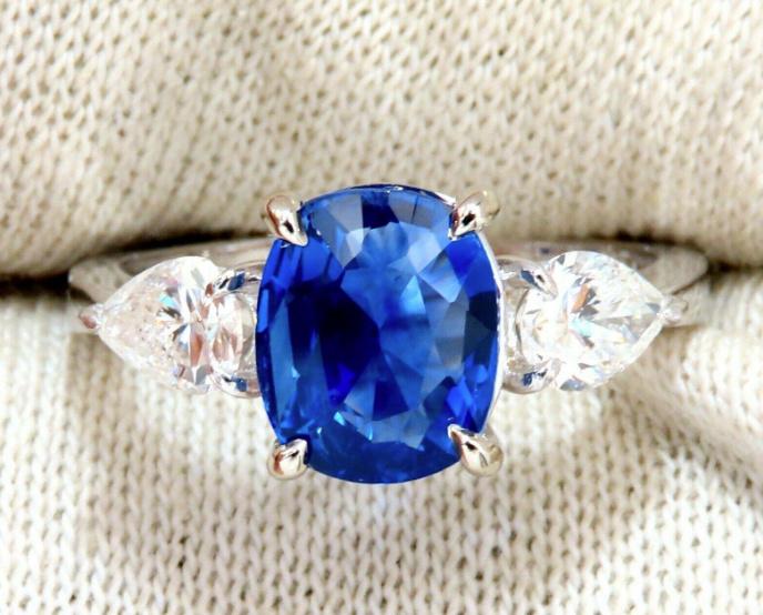 GIA Certified 2.94ct Natural No Heat Blue Sapphire Diamonds Ring 14kt #12347**