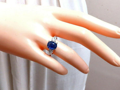 GIA Certified 2.94ct Natural No Heat Blue Sapphire Diamonds Ring 14kt #12347**