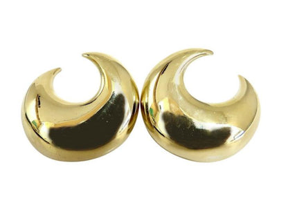 Islam Arab Domed Crescent Left Right Lobe Earrings 18kt HIgh Shine 12355**