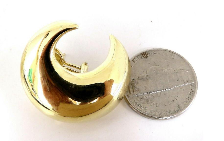 Islam Arab Domed Crescent Left Right Lobe Earrings 18kt HIgh Shine 12355**