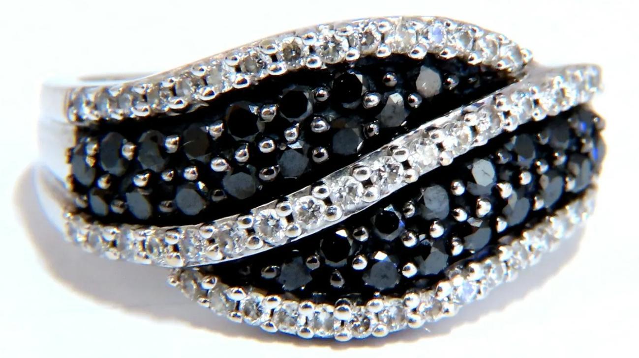 .80ct Natural Black Diamonds Band 14kt