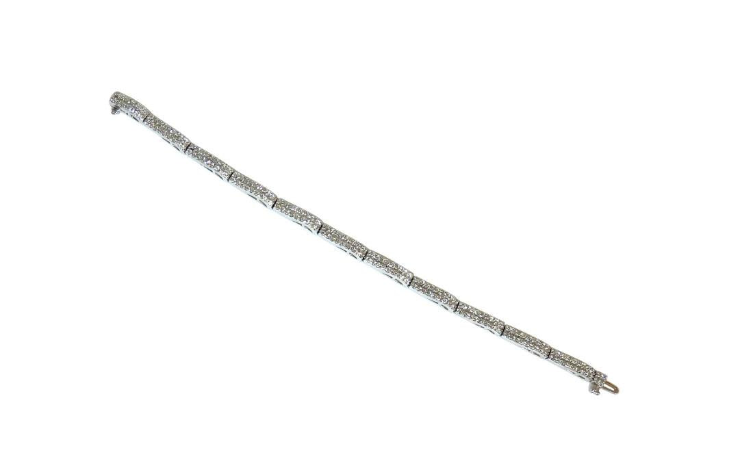 3.50 Carat Diamonds Deco Wave Link Tennis Bracelet 14 Karat White Gold 12571