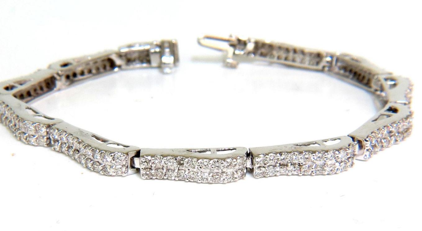 3.50 Carat Diamonds Deco Wave Link Tennis Bracelet 14 Karat White Gold 12571