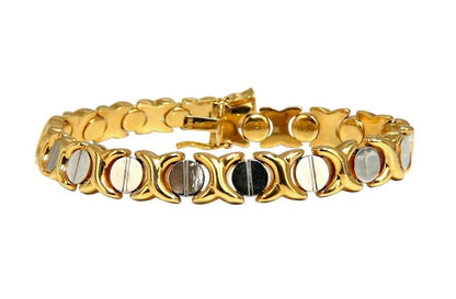 Gold Italian X Screw Link Bracelet Two-Tone 14 Karat 12570