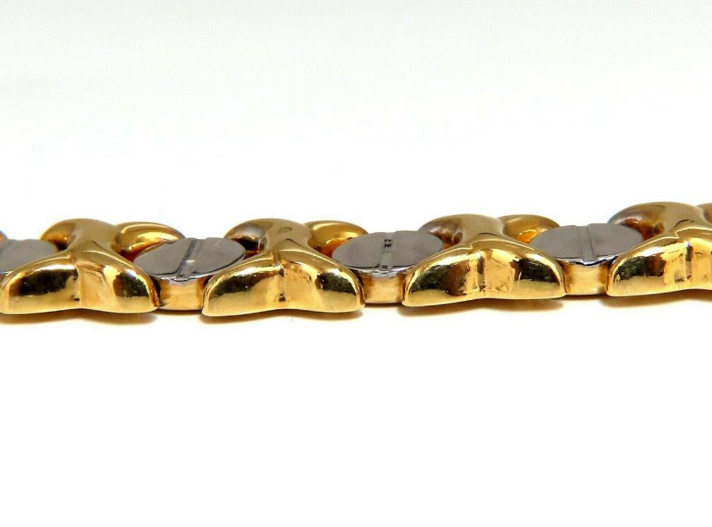 Gold Italian X Screw Link Bracelet Two-Tone 14 Karat 12570