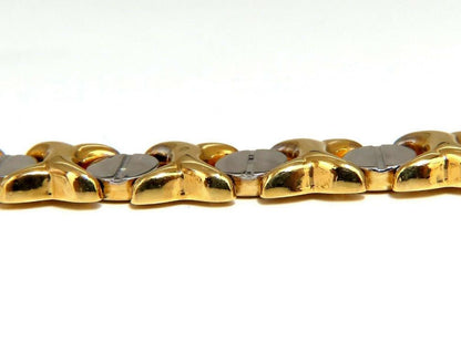 Gold Italian X Screw Link Bracelet Two-Tone 14 Karat 12570