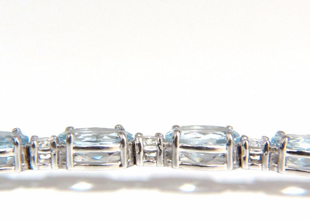 11.97 Carat Natural Aquamarine Diamonds Tennis Bracelet 14 Karat Aqua Blue 12572