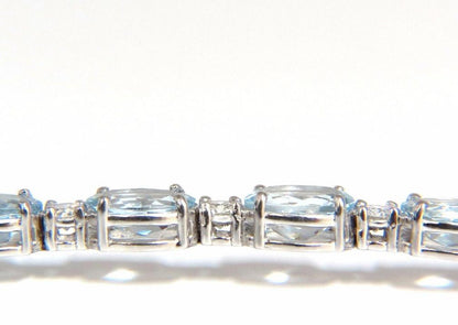 11.97 Carat Natural Aquamarine Diamonds Tennis Bracelet 14 Karat Aqua Blue 12572