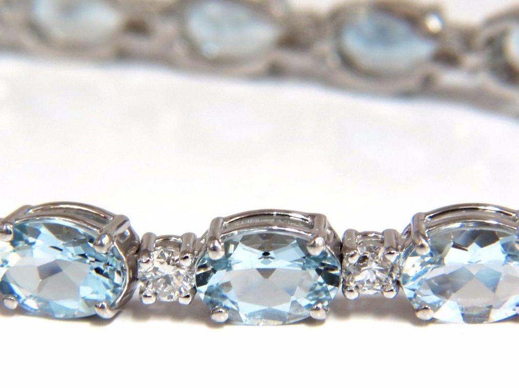 11.97 Carat Natural Aquamarine Diamonds Tennis Bracelet 14 Karat Aqua Blue 12572