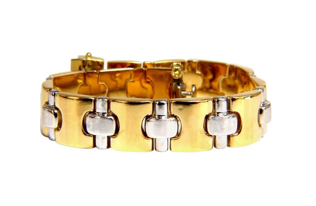 18 Karat Yellow Gold Wide Caliber Bracelet 1990s Nostalgia *v