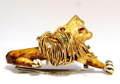 .50 Carat Diamonds Royal Lion Monarch Brooch Pin 18 Karat 3D 12575