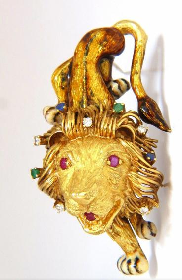 .50 Carat Diamonds Royal Lion Monarch Brooch Pin 18 Karat 3D 12575