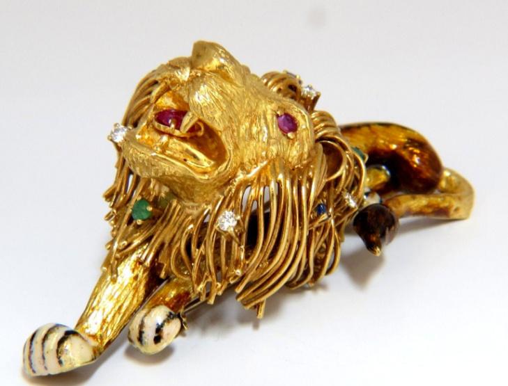 .50 Carat Diamonds Royal Lion Monarch Brooch Pin 18 Karat 3D 12575