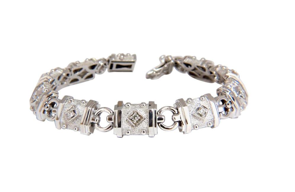 Deco Spanish Gothic Natural Diamond Tennis Bracelet .33 Carat 14kt 12576