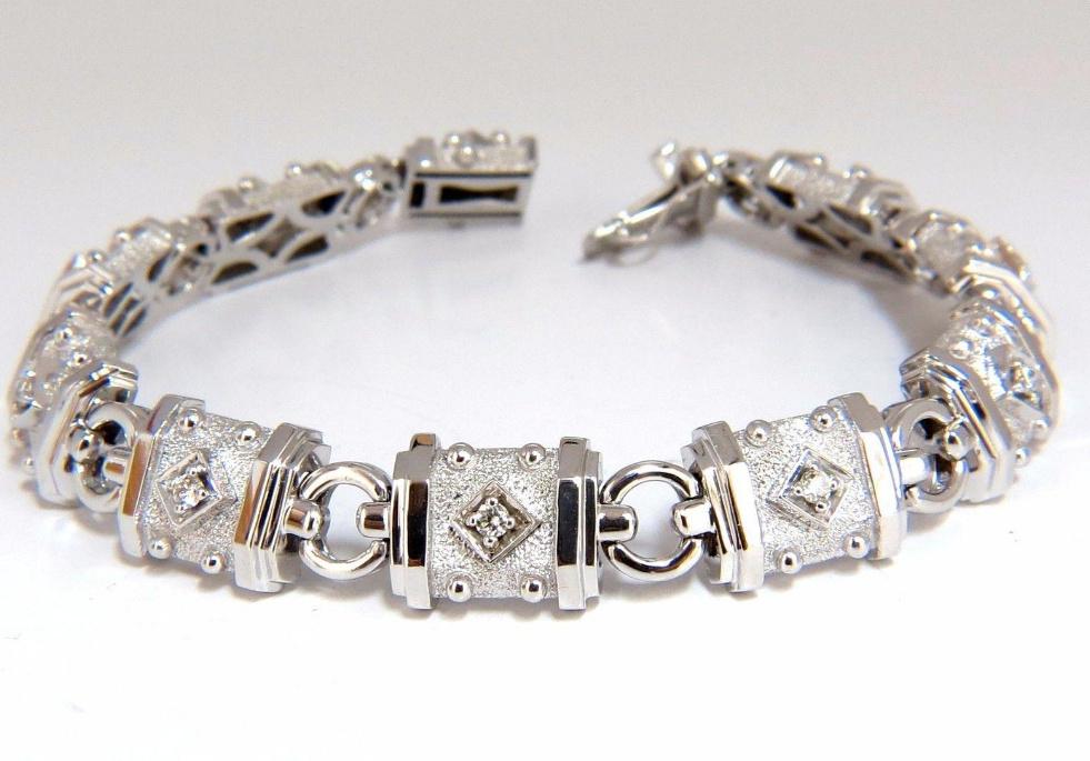 Deco Spanish Gothic Natural Diamond Tennis Bracelet .33 Carat 14kt 12576 *v