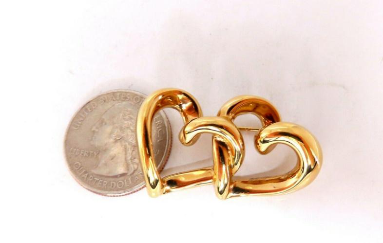 Double Interlocking Hearts Pin 14 Karat Gold 12595