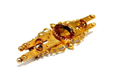 Vintage French Designer "FM" 19 Karat Citrine Brooch Pin 12609