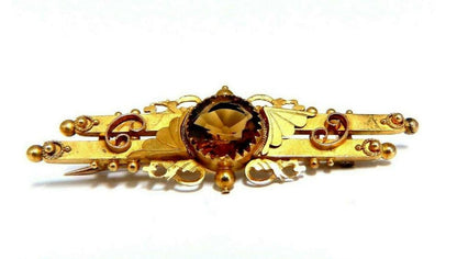 Vintage French Designer "FM" 19 Karat Citrine Brooch Pin 12609