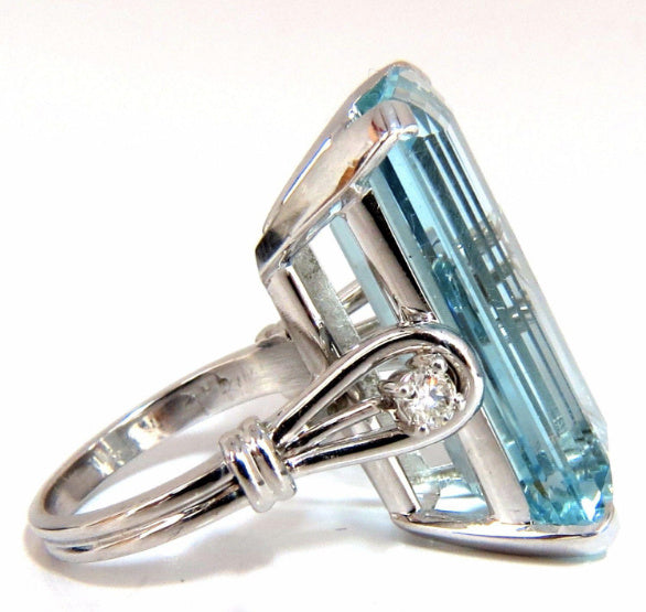 GIA Certified 19.67 Carat Natural "Blue" Aquamarine Diamonds Ring Vivid Long Cut