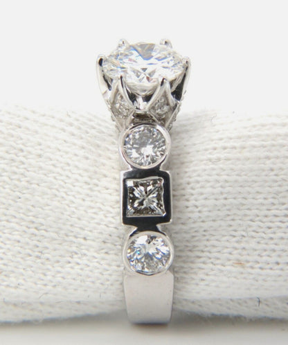 GIA 3.95ct F.Vs2 Round Diamond Ring Matching Band Princess Engagement