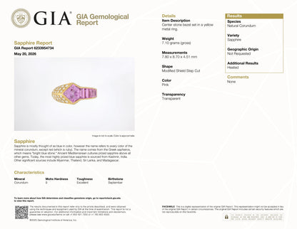 GIA Certified Natural Pink Sapphire Diamonds Ring 18kt. 95558