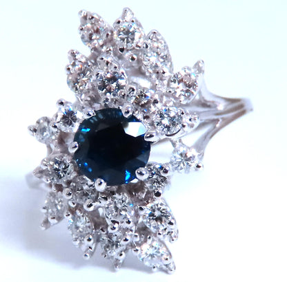.94ct. Natural Blue Sapphire Diamonds Cluster Ring 14kt 84424
