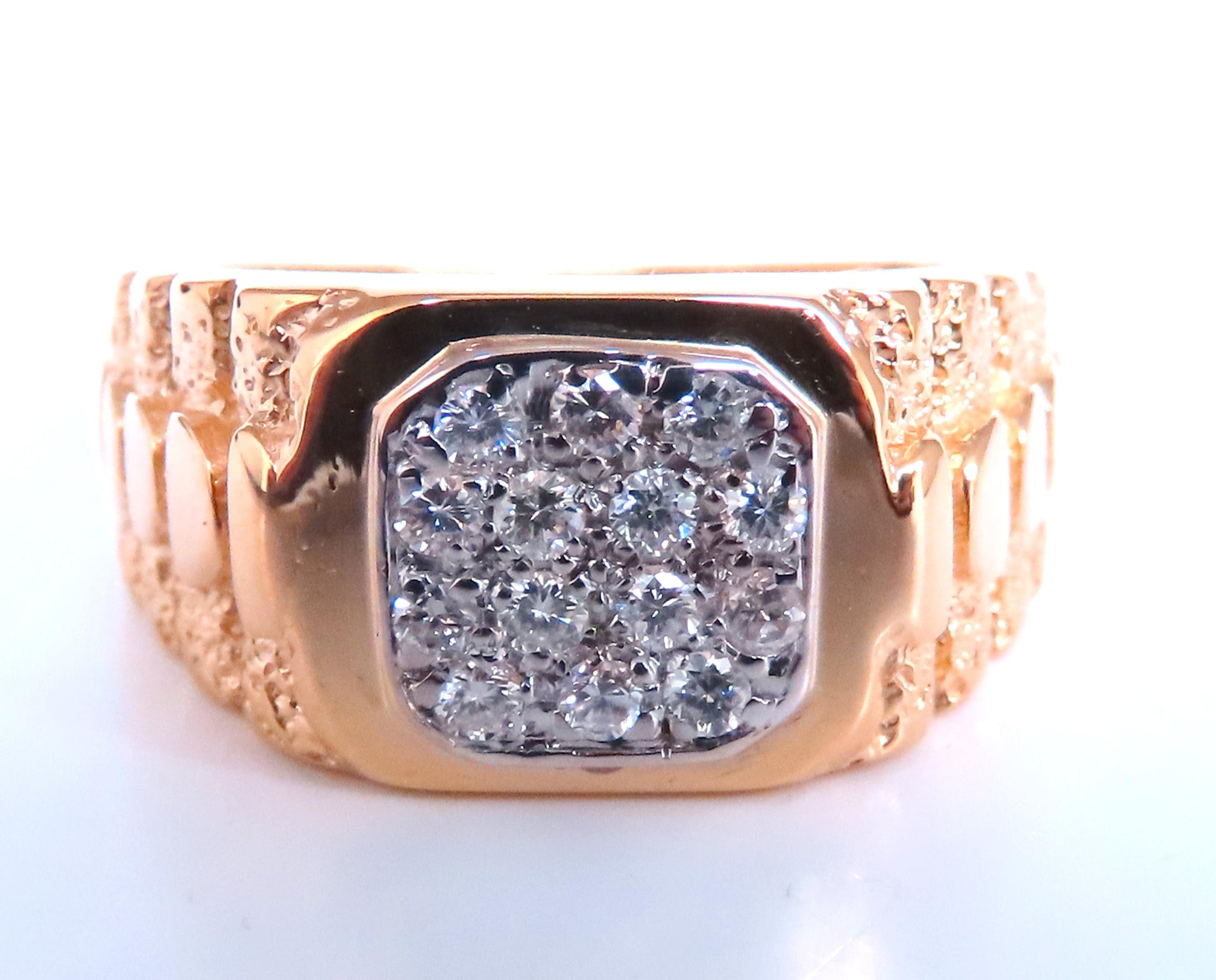 Mens Cluster pinky ring 14kt gold 74411