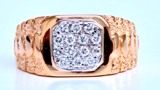 Mens Cluster pinky ring 14kt gold 74411