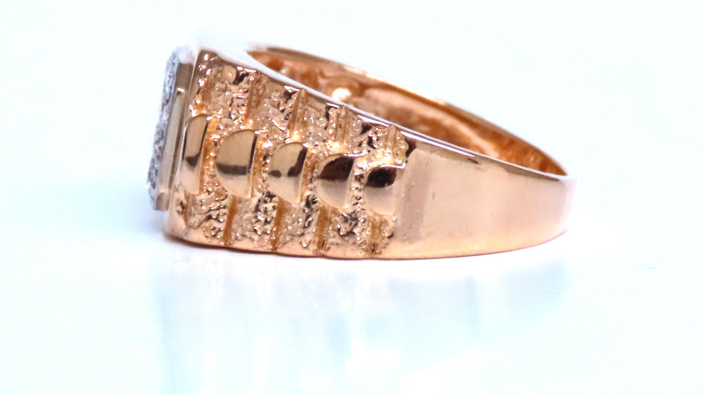 Mens Cluster pinky ring 14kt gold 74411