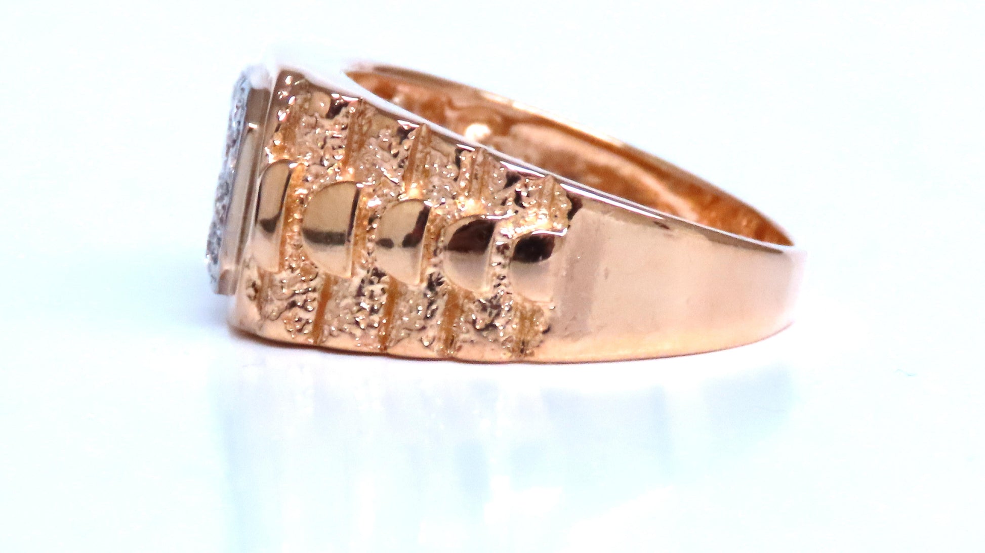 Mens Cluster pinky ring 14kt gold 74411