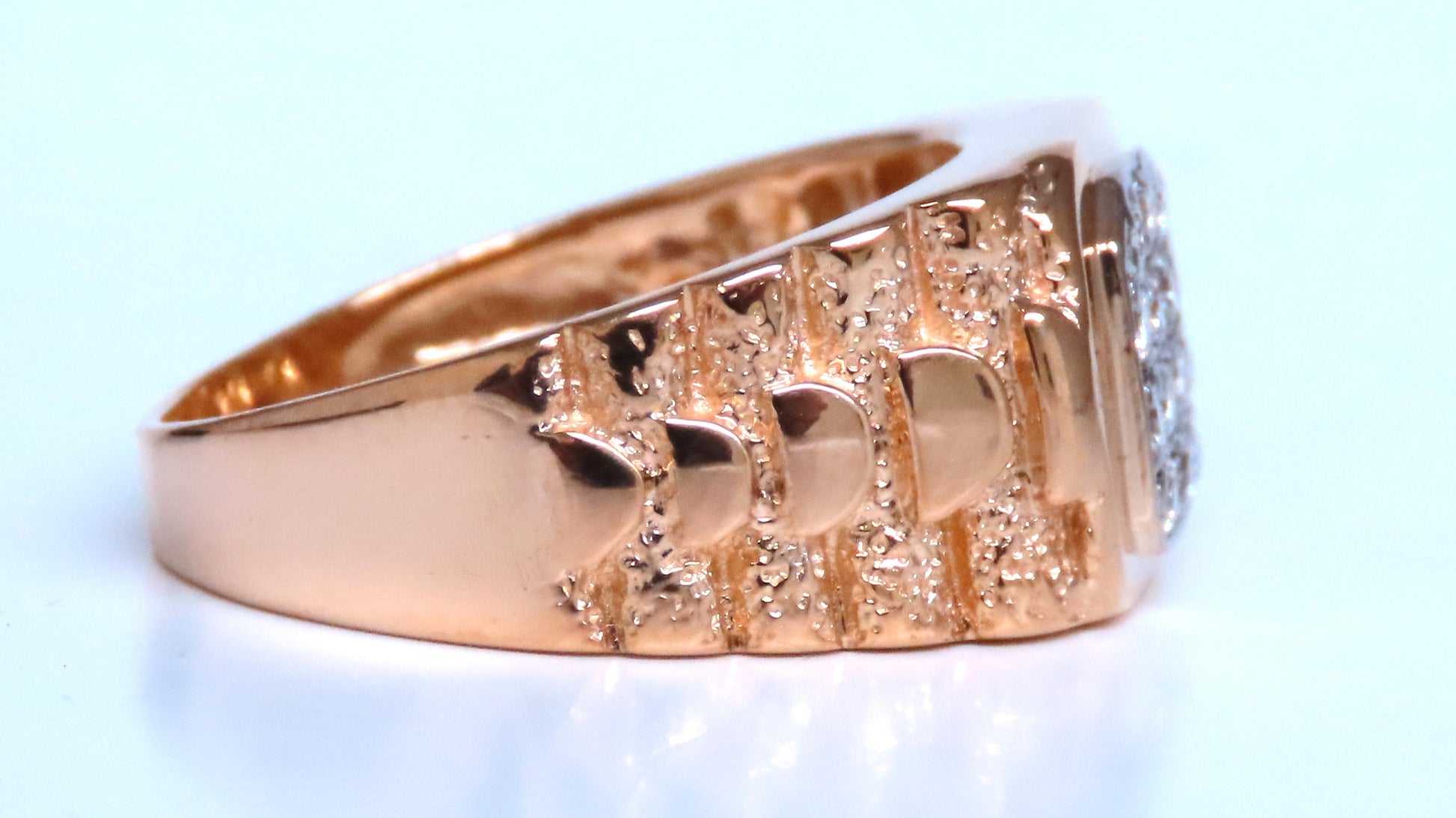Mens Cluster pinky ring 14kt gold 74411