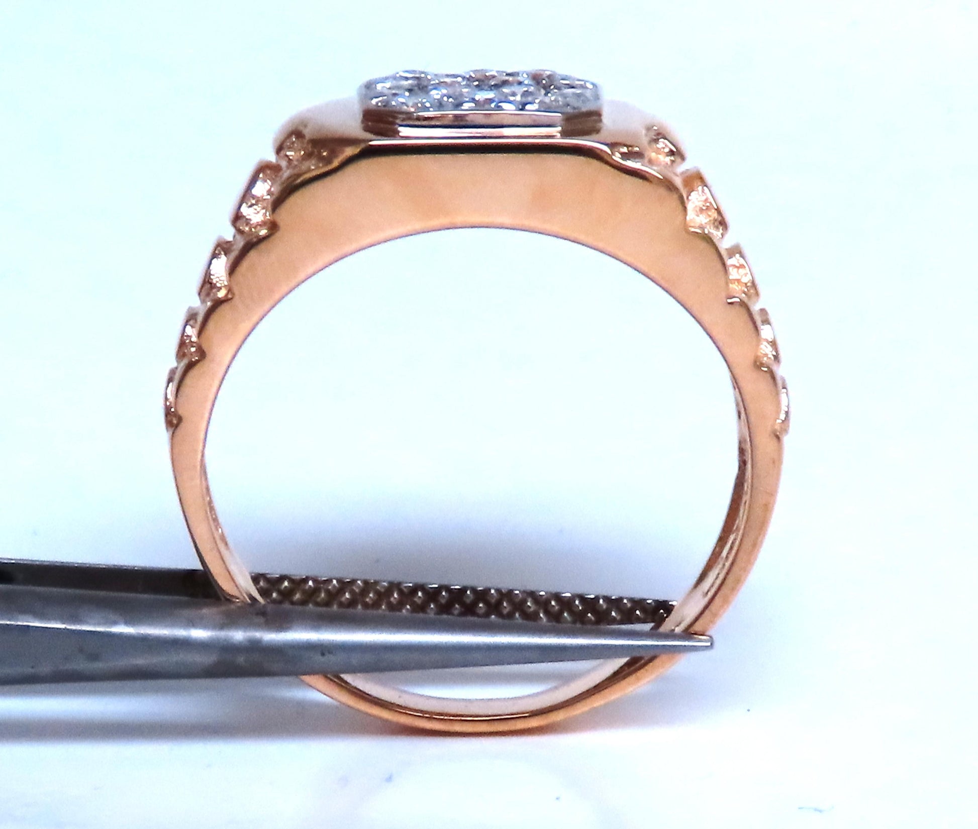 Mens Cluster pinky ring 14kt gold 74411