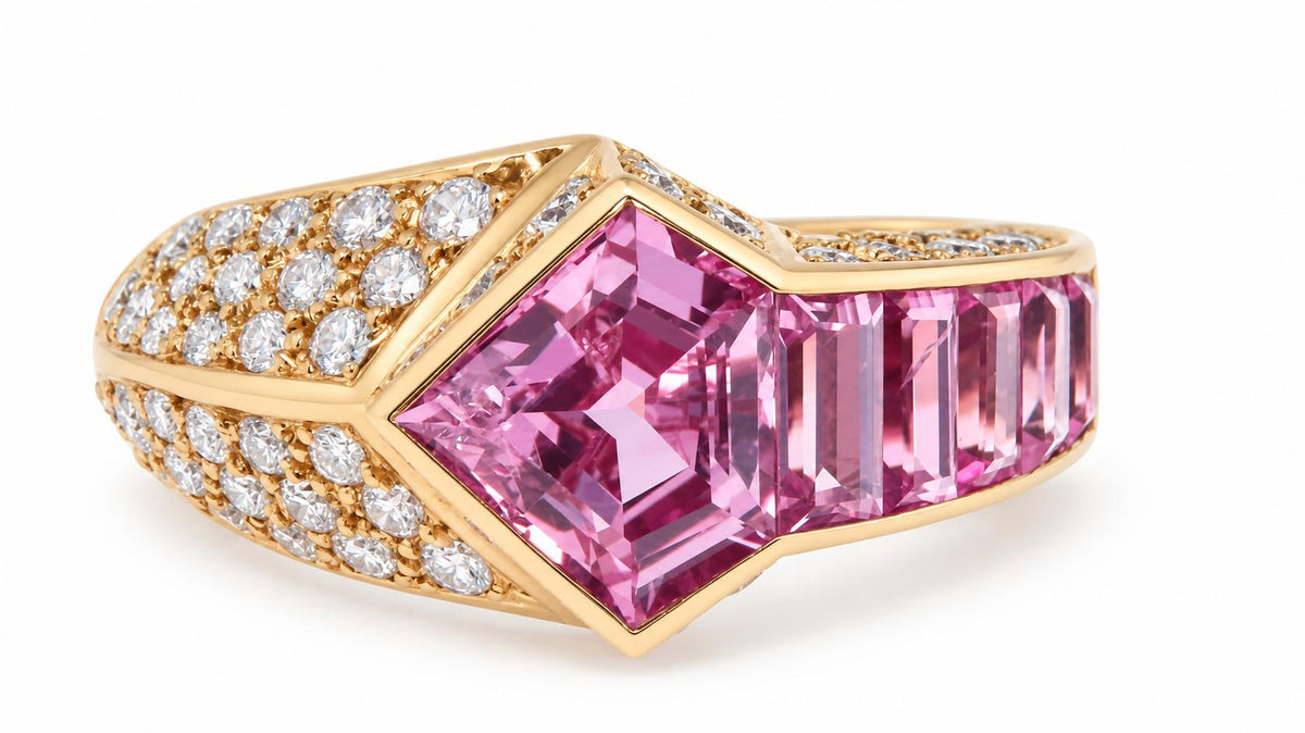 GIA Certified Natural Pink Sapphire Diamonds Ring 18kt. 95558