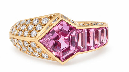 GIA Certified Natural Pink Sapphire Diamonds Ring 18kt. 95558