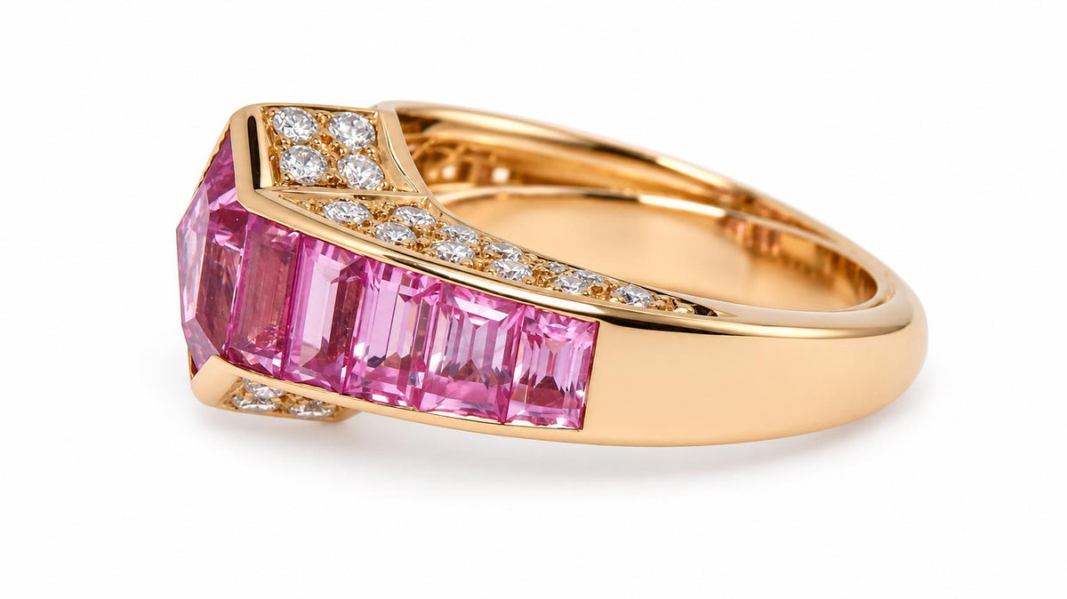 GIA Certified Natural Pink Sapphire Diamonds Ring 18kt. 95558