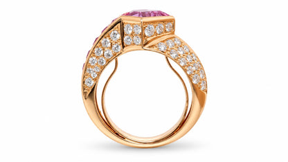 GIA Certified Natural Pink Sapphire Diamonds Ring 18kt. 95558