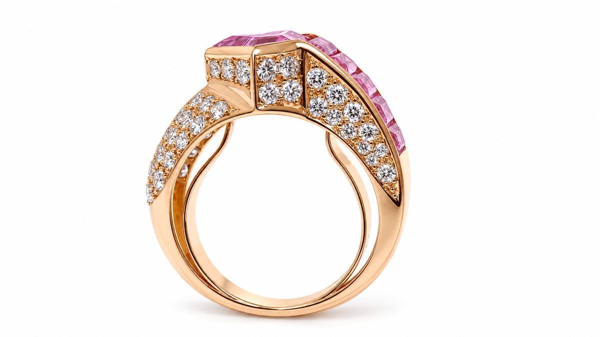 GIA Certified Natural Pink Sapphire Diamonds Ring 18kt. 95558
