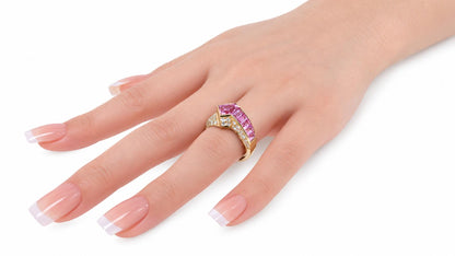 GIA Certified Natural Pink Sapphire Diamonds Ring 18kt. 95558