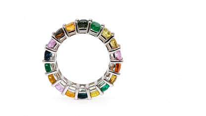 10ct Natural Multicolor Sapphire Emerald Eternity Ring Size 7 95555
