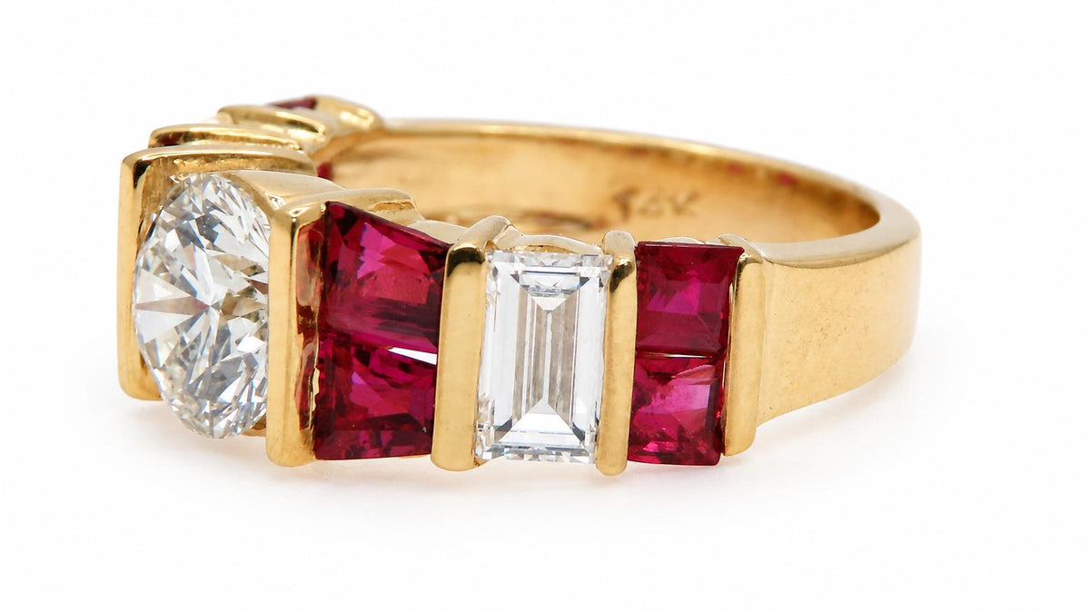 GIA Certified 1.73ct Natural Diamond Ruby Ring 14kt Gold 95549