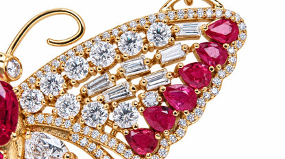 GIA Certified Natural No Heat Ruby Diamonds Butterfly Necklace 18kt Gold 95559