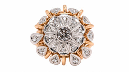 Vintage Natural Diamond Cluster & Dangle European Cocktail Ring 14KT Rose Gold 95572