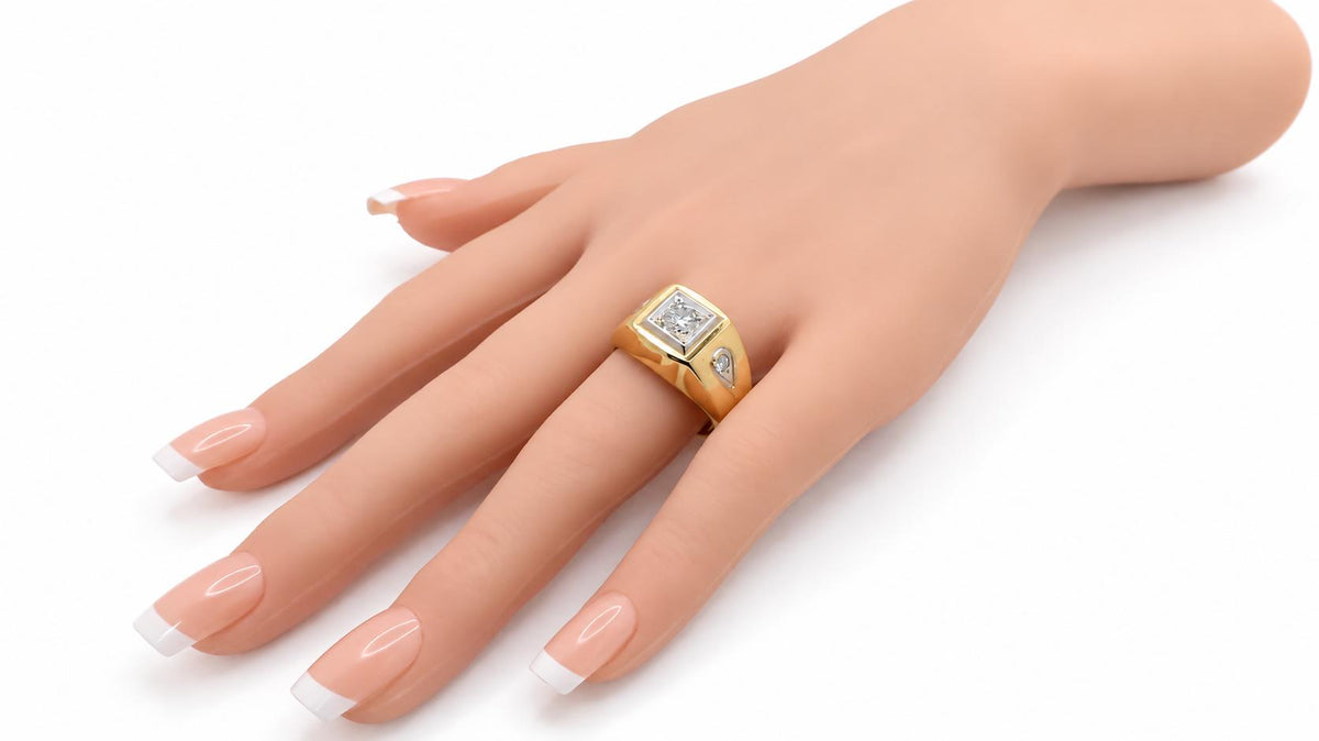 Men’s .60ct. Solitaire & Accent Natural Diamond Ring 14K Gold 95571
