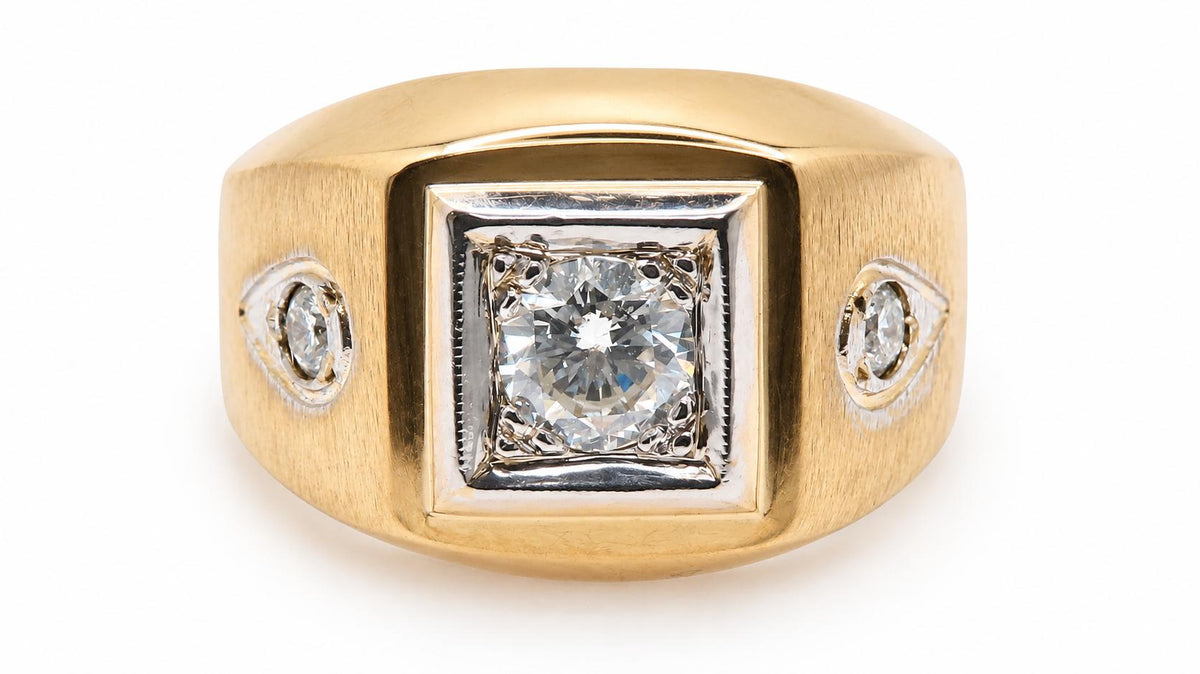 Men’s .60ct. Solitaire & Accent Natural Diamond Ring 14K Gold 95571