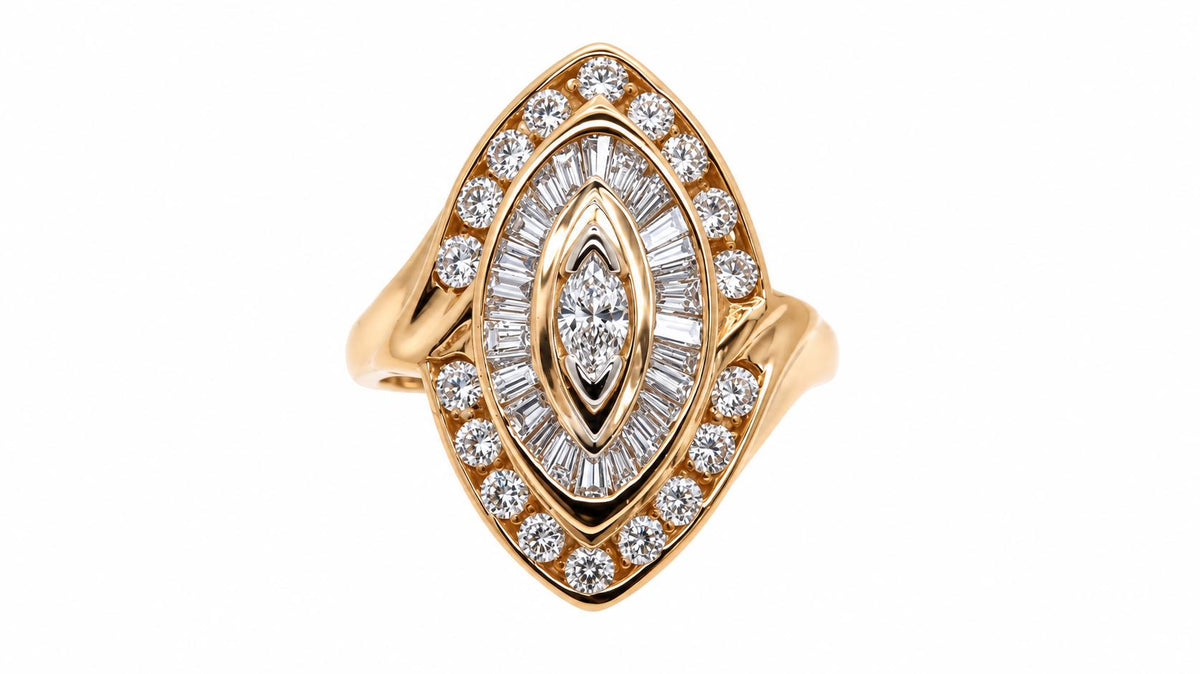 Marquise Cocktail 2ct Natural Diamonds Ring 14kt Gold 95573
