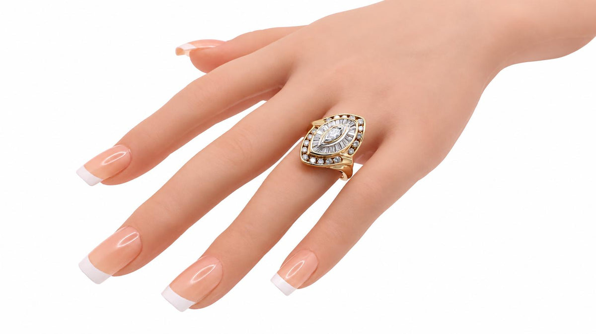 Marquise Cocktail 2ct Natural Diamonds Ring 14kt Gold 95573